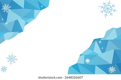 Abstract background with blue triangles and snowflakes. Vector illustration