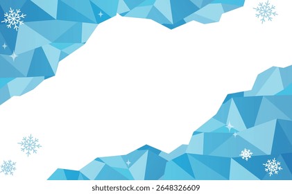 Abstract background with blue triangles and snowflakes. Vector illustration