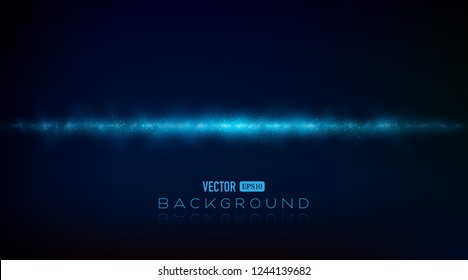 Abstract background, blue vibrant glowing lines on horizon.Vector Illustration.