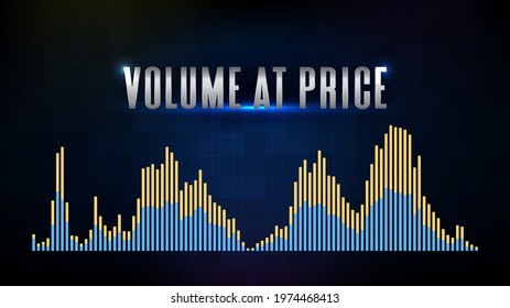 abstract background of blue volume analysis or volume at price with market graph candlestick green red