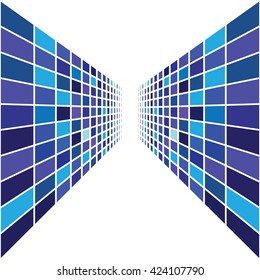 Abstract background blue walls vector poster
