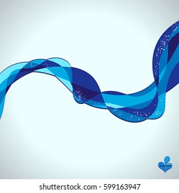 Abstract Background of Blue Water Lines Waves with Bubbles Froth, Vector Design Illustration EPS10.