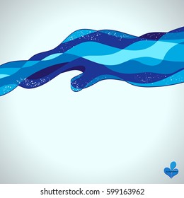 Antecedentes abstractos de las olas de aguas azules con espuma de burbujas, Ilustración de diseño vectorial EPS10.