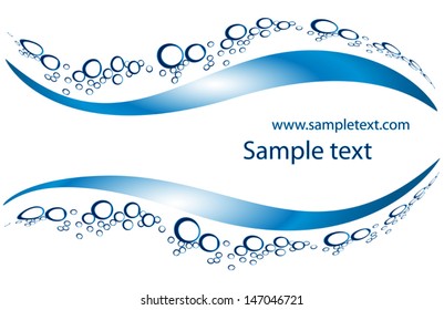 Abstract background as blue water wave of water air bulbs