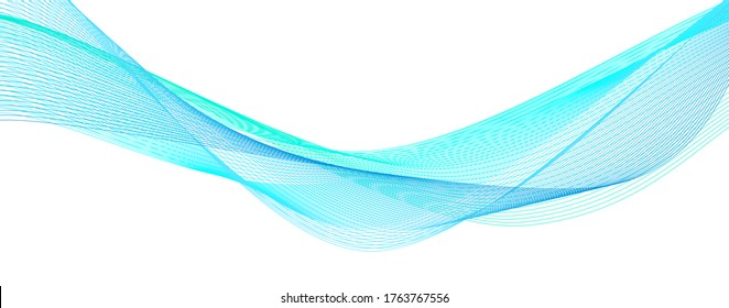 Abstract background with blue wave. Flowing colorful dynamic lines. Vector illustration.