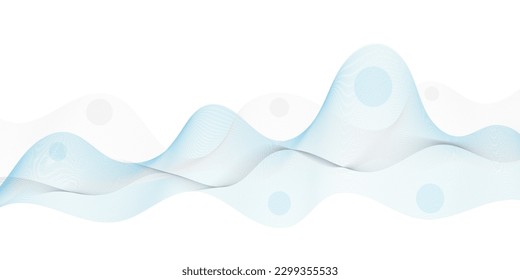 Fondo abstracto con líneas de onda azules sobre blanco. Antecedentes tecnológicos modernos. Ilustración vectorial.	