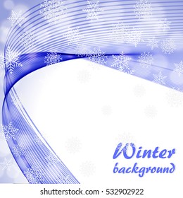 Abstract background with blue wave and snowflake
