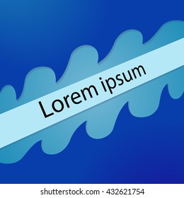Abstract background with blue waves, central sign for a writing. Vector illustration