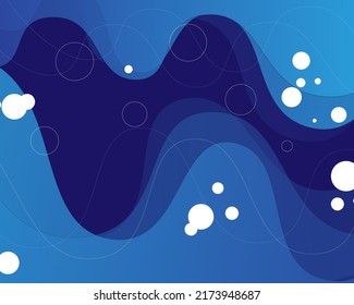 Abstract background of blue waves on dark blue