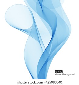Abstract background. Blue waves on white background.