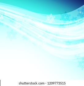 Abstract background with blue waves and snoflakes