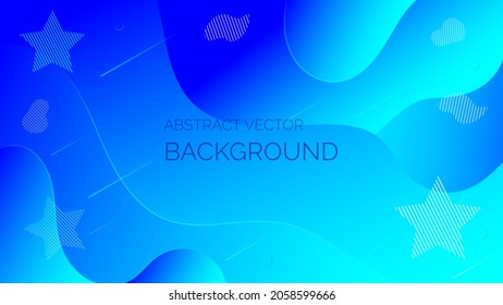 Abstract background blue with waves and stars. Vector, eps10