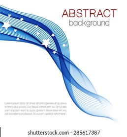 Abstract background with blue waves and white stars