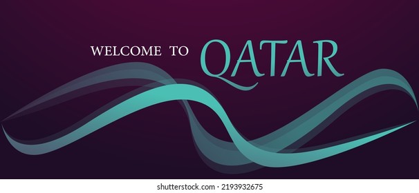 Abstract background with blue waves.Welcome to Qatar.