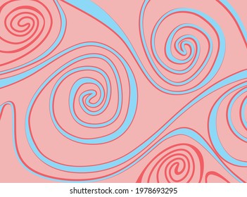 Abstract background with blue wavy and curly pattern