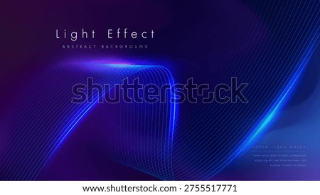 Abstract background with blue wavy lines and light effect. Futuristic and technology concept.