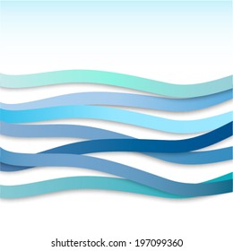 Abstract background with blue wavy stripes. Vector illustration