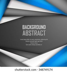 Abstract background of blue, white and black origami paper. Vector illustration. EPS 10