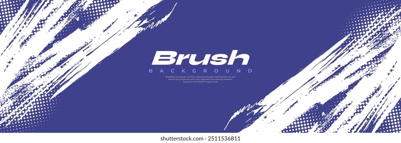 Fondo Abstractas con textura de pincel azul y blanco y efecto semitono. Fondo deportivo grunge, para Elementos de diseño de Anuncio o póster