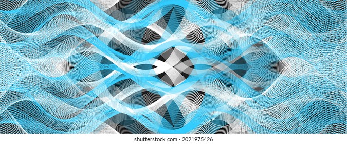 Abstrakter Hintergrund mit Wellen der blauen und der weißen Linie, Art