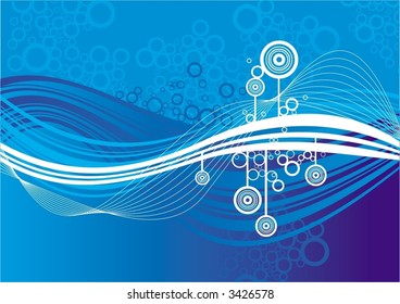 Abstract background with blue and white waves