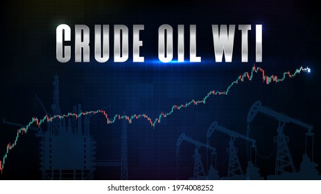 abstract background of blue wti crude oil stock market trading and market graph candlestick green red