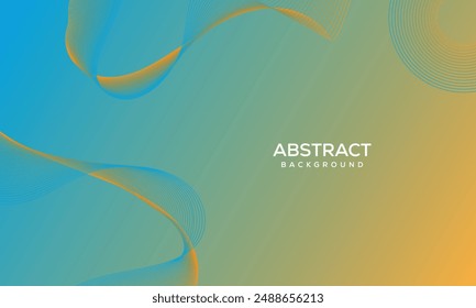 Abstract Background with blue and yellow gradient and wavy line shapes