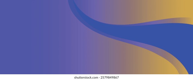 Abstract background with blue and yellow gradient, featuring smooth curves. Blue and yellow background with a modern, flowing texture. Minimal abstract wavy gradient vector background