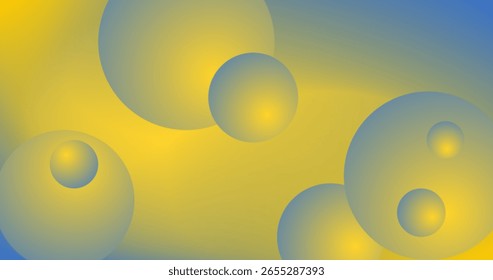 Fondo Abstractas con diseño de Anuncio de esferas degradadas azules y amarillas