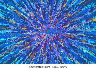 Fondo abstracto en los colores azul, amarillo y violeta. Neon. Ilustración vectorial de stock en fondo oscuro