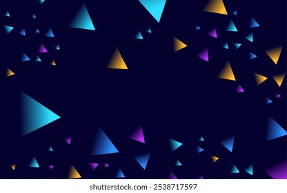 Fondo Abstractas con triángulos azules, amarillos y púrpuras sobre un fondo azul oscuro.