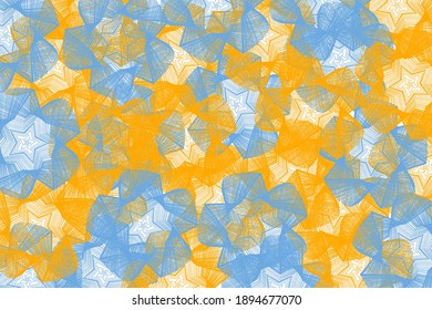 Abstract background blue and yellow repeating big stars