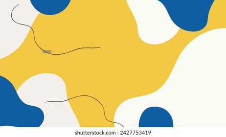 Fondo abstracto con ondas azules y amarillas en un estilo moderno.
