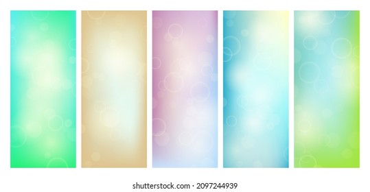 Abstract background with blur bokeh light effect. Set of modern colorful circular blur light backdrop. Vector illustration