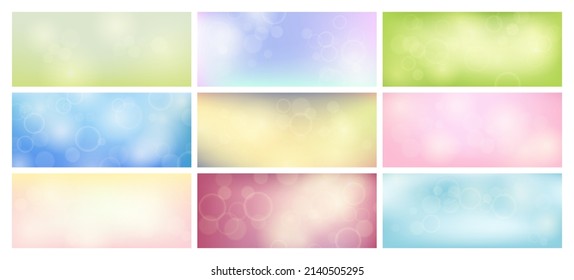 Abstract background with blur bokeh light effect. Big set of modern colorful circular blur light backdrop. Vector illustration