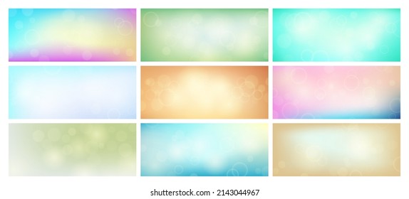 Fondo abstracto con efecto de luz borrosa. Gran conjunto de modernos y coloridos tonos de luz de fondo circular. Ilustración del vector