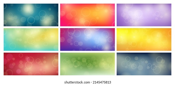 Abstract background with blur bokeh light effect. Big set of modern colorful circular blur light backdrop. Vector illustration