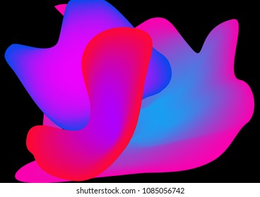 Abstract background blur gradient with trend fluid, liquid colors pink, purple, violet, magenta, ultramarine, blue colors for design, web, print. Wave, dynamic flux effect on black background.