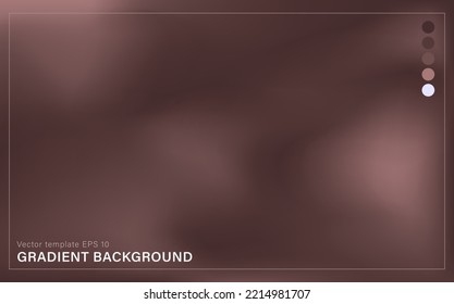 Abstract background with blurred brown gradient. Vibrant colorful fluid wallpaper with color palette, text and frame. Template of modern digital backdrop, web banner with smooth pattern