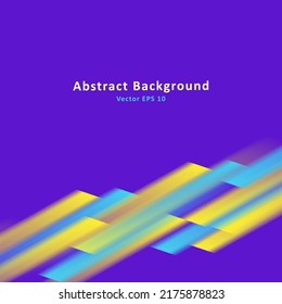 Abstract background of blurred colorful stripes on purple backdrop. Vector illustration