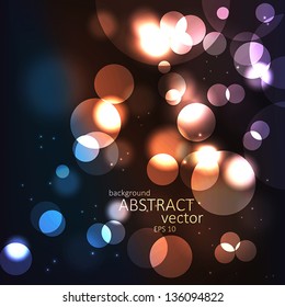 Abstract background with blurred defocused lights. Vector