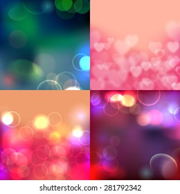 abstract background with blurred defocused lights set