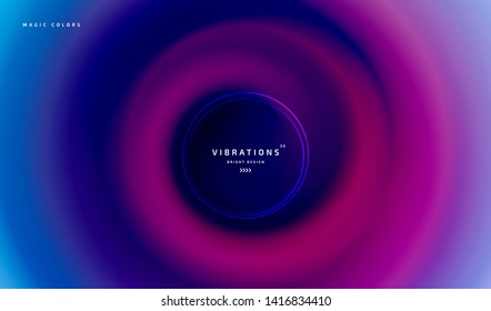 Abstract background with blurred fluid gradient. Liquid design in spiral shape of trendy vivid colors. Minimal poster with gradual blend between shades. Vector illustration 