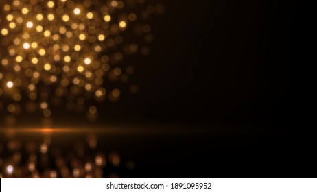 Abstract background with blurred golden lights. Glowing bokeh effect.