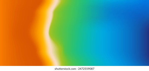 Abstract background blurred gradient of bright colors blue, green, yellow, orange, flat style, cover page, brochure, business card, temperature wave effect.