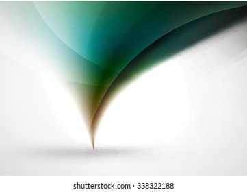 Fondo abstracto, líneas de olas verdes y azules borrosas en el aire. Plantilla de diseño de presentación o publicidad