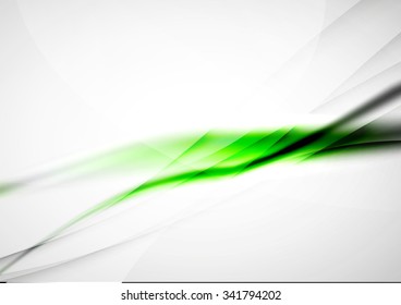 Abstract background, blurred green wave lines in the air. Presentation or advertising layout design template