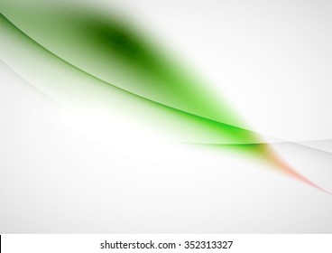 Abstract background, blurred green wave lines in the air. Presentation or advertising layout design template