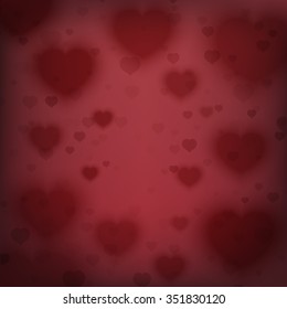 Abstract background with blurred hearts. Template for Valentines day poster or greeting card. Vector illustration.