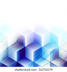 Abstract Background. Blurred Image and cubes geometric elements.